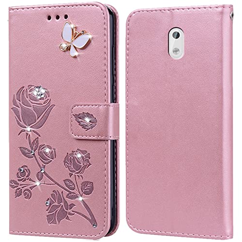 PKQTOP Hülle für Nokia 3 Handyhülle,Klappbar Tasche Case,Standfunktion,Kartenfach,Silikon Bumper,Stoßfeste Schutzhülle Cover für Nokia 3 von PKQTOP