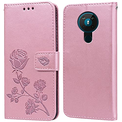 PKQTOP Hülle für Nokia 5.3 Handyhülle,Klappbar Tasche Case,Standfunktion,Kartenfach,Silikon Bumper,Stoßfeste Schutzhülle Cover für Nokia 5.3 von PKQTOP