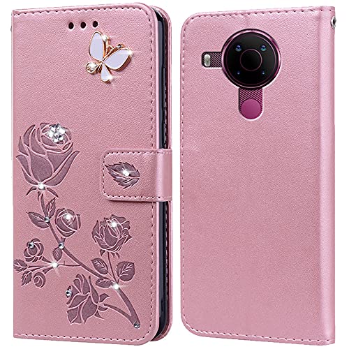 PKQTOP Hülle für Nokia 5.4 Handyhülle,Klappbar Tasche Case,Standfunktion,Kartenfach,Silikon Bumper,Stoßfeste Schutzhülle Cover für Nokia 5.4 von PKQTOP