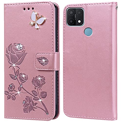 PKQTOP Hülle für Oppo A15 Handyhülle,Klappbar Tasche Case,Standfunktion,Kartenfach,Silikon Bumper,Stoßfeste Schutzhülle Cover für Oppo A15 von PKQTOP