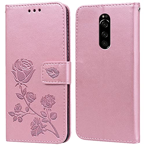 PKQTOP Hülle für Sony Xperia 1 Handyhülle,Klappbar Tasche Case,Standfunktion,Kartenfach,Silikon Bumper,Stoßfeste Schutzhülle Cover für Sony Xperia 1 von PKQTOP