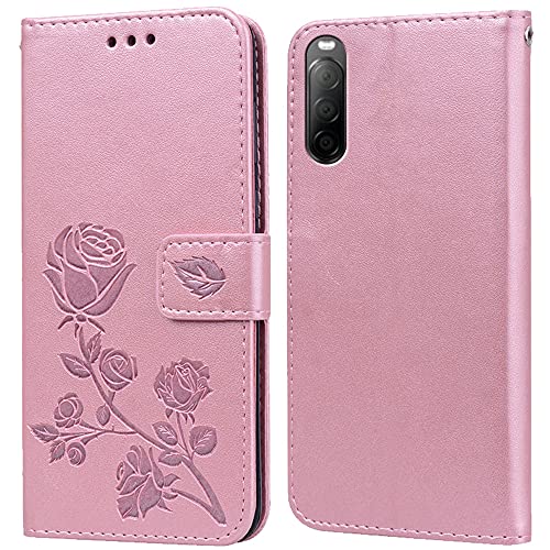 PKQTOP Hülle für Sony Xperia 10 II 10ii Handyhülle,Klappbar Tasche Case,Standfunktion,Kartenfach,Silikon Bumper,Stoßfeste Schutzhülle Cover für Sony Xperia 10 II 10ii von PKQTOP