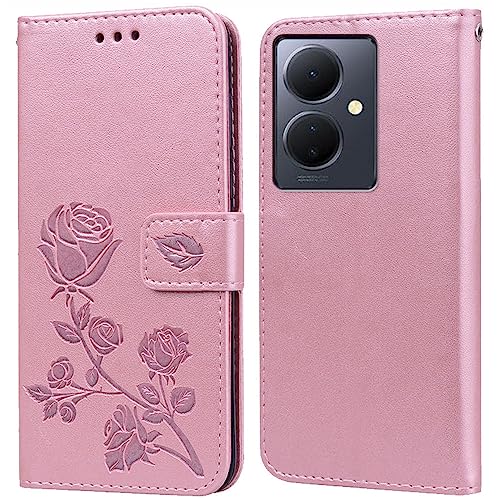 PKQTOP Hülle für Vivo V29 Lite 5G Handyhülle,Klappbar Tasche Case,Standfunktion,Kartenfach,Silikon Bumper,Stoßfeste Schutzhülle Cover für Vivo V29 Lite 5G von PKQTOP