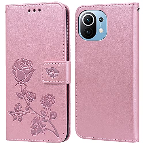 PKQTOP Hülle für Xiaomi Mi 11 Handyhülle,Klappbar Tasche Case,Standfunktion,Kartenfach,Silikon Bumper,Stoßfeste Schutzhülle Cover für Xiaomi Mi 11 von PKQTOP