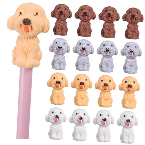 PLAFOPE 40Stücke Mini Radiergummis Niedliche Tier Radiergummi Kappen für Vielseitige Verwendung Schulmaterial oder Party Giveaways Hundefiguren für Kleine Hände von PLAFOPE