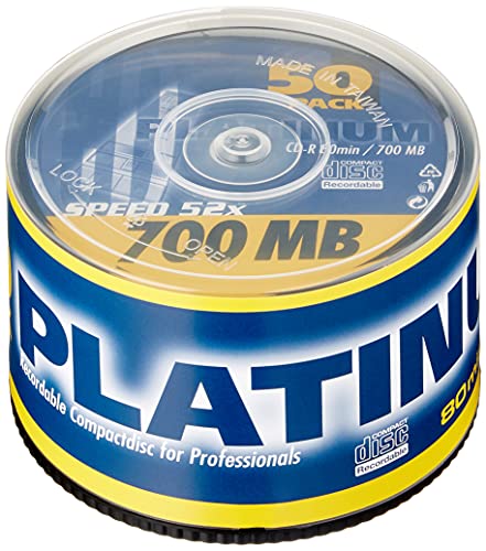 PLATINUM CD-R 700 MB CD-Rohlinge 52x Speed, 80 Min, 2 x 25er Spindel von PLATINUM