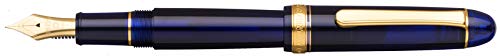 PLATINUM Japanischer Füllfederhalter #3776 Century Gold Trim Chartres Blue SF/Blau/ 0,30-036 mm/Handgefertigt/Feder aus 14-Karätigem Gold/mit Geschenkbox/Füllhalter, PNB15000-51SF von PLATINUM