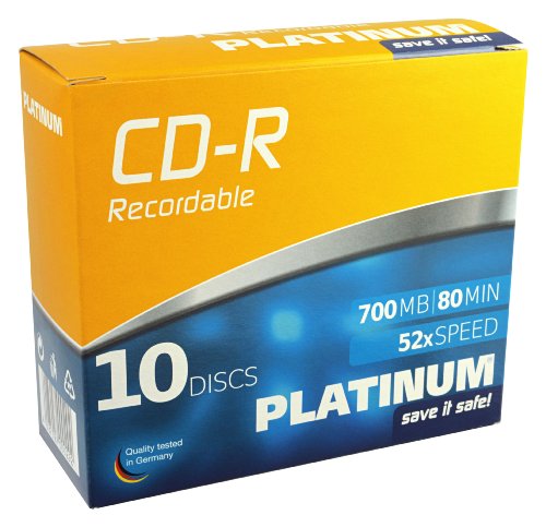Platinum CD-R 700 MB CD-Rohlinge (52x Speed, 80 Min) 10er Slim Case von PLATINUM