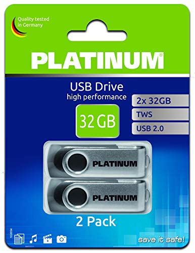 PLATINUM TWS USB-Stick 32 GB Doppel-Pack USB 2.0 USB-Flash-Laufwerk - 2er Pack Speicher-Stick in schwarz-Silber inkl. Öse zur Befestigung am Schlüsselanhänger PLATINUM TWS USB-Stick 32 GB Doppel-Pack USB 2.0 USB-Flash-Laufwerk - 2er Pack Speicher-Stick in schwarz-Silber inkl. Öse zur Befestigung am Schlüsselanhänger von PLATINUM
