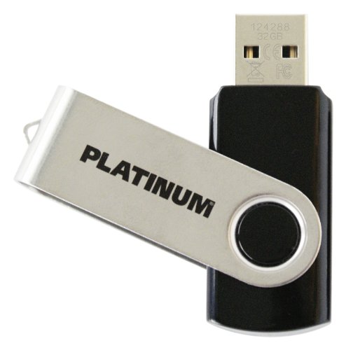 Platinum TWS USB-Stick 32 GB USB 2.0 USB-Flash-Laufwerk - Speicher-Stick in schwarz-Silber inkl. Öse zur Befestigung am Schlüsselanhänger von PLATINUM