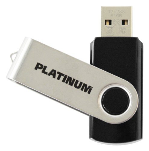 Platinum TWS USB-Stick 64 GB USB 3.0 USB-Flash-Laufwerk - Speicher-Stick in schwarz-Silber inkl. Öse zur Befestigung am Schlüsselanhänger von PLATINUM