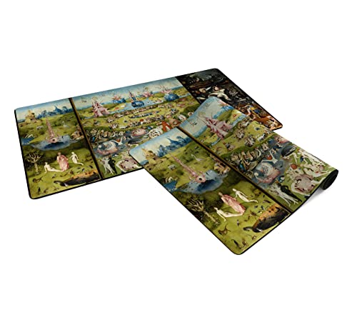 PLAYMATS Mauspad - Hieronymus Bosch - Der Garten der Lüste 61 cm x 35,5 cm - Gummischreibtischunterlage mit Rutschfester Rückseite, ideal für Arbeit und Spiele von PLAYMATS