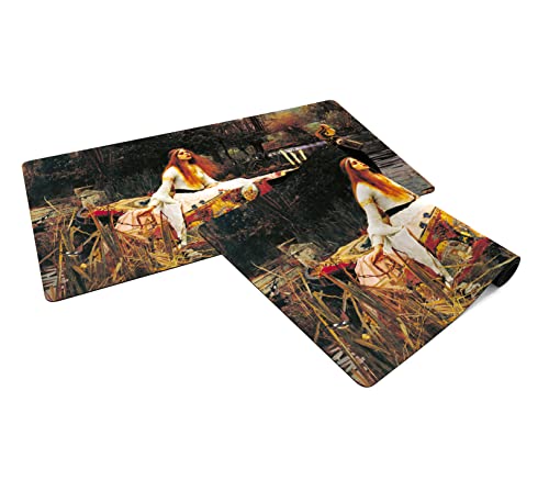 PLAYMATS Mauspad - John William Waterhouse - The Lady of Shalott 61 cm x 35,5 cm - Schreibtischunterlage aus Gummi mit Rutschfester Unterlage, ideal für Arbeit und Spiele von PLAYMATS