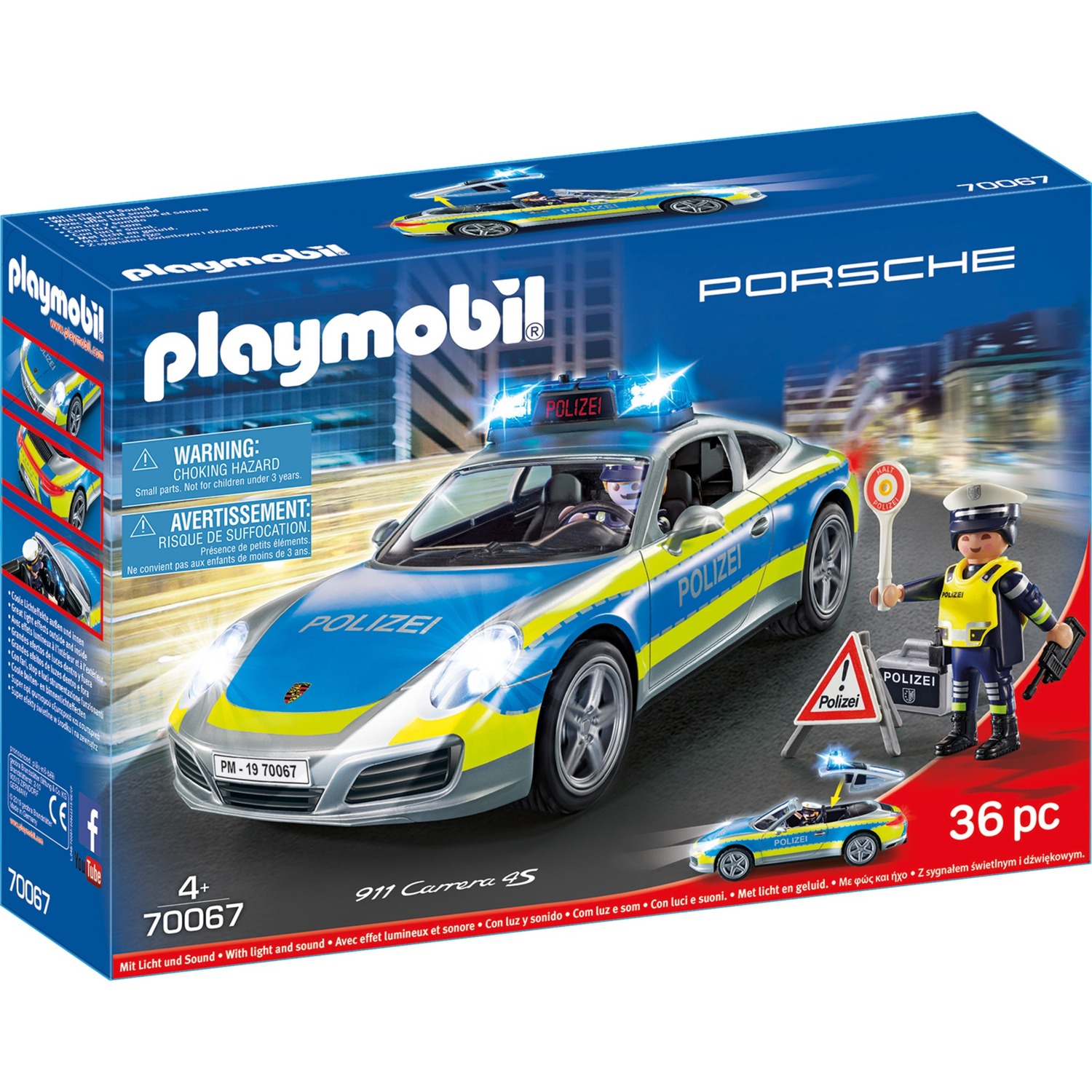 70067 City Action Porsche 911 Carrera 4S Polizei, Konstruktionsspielzeug von PLAYMOBIL
