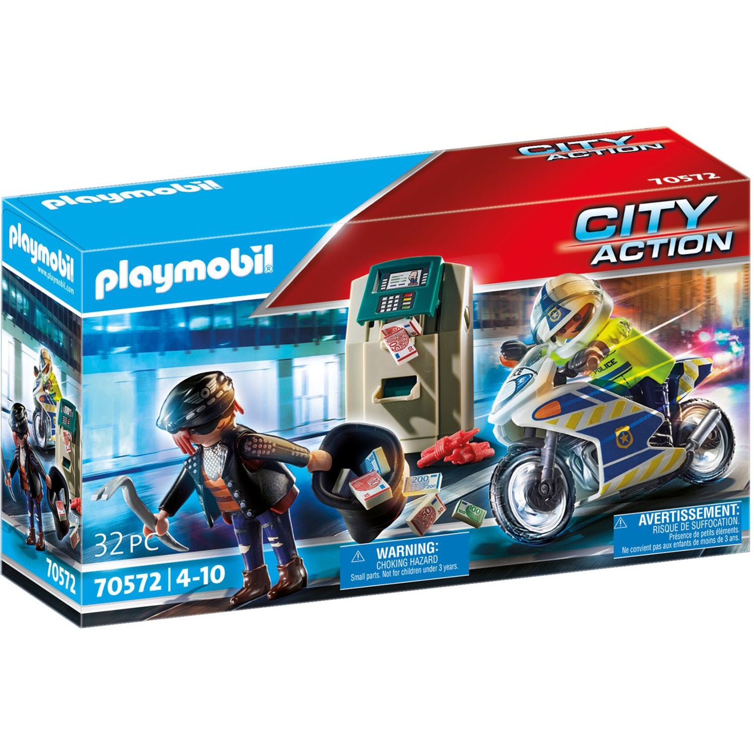 70572 City Action - Polizei-Motorrad: Verfolgung des Geldräubers, Konstruktionsspielzeug von PLAYMOBIL