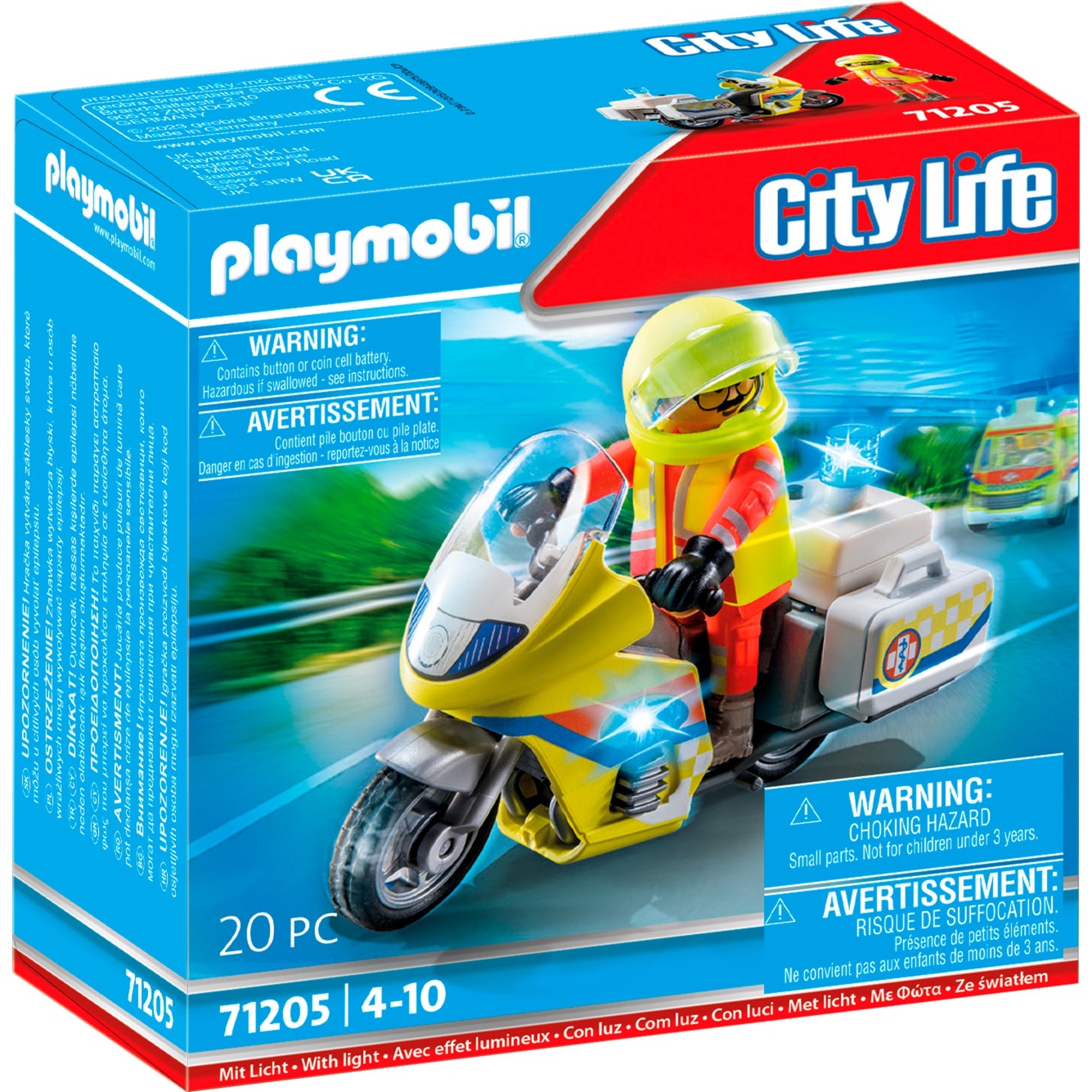 71205 Notarzt-Motorrad mit Blinklicht, Konstruktionsspielzeug von PLAYMOBIL