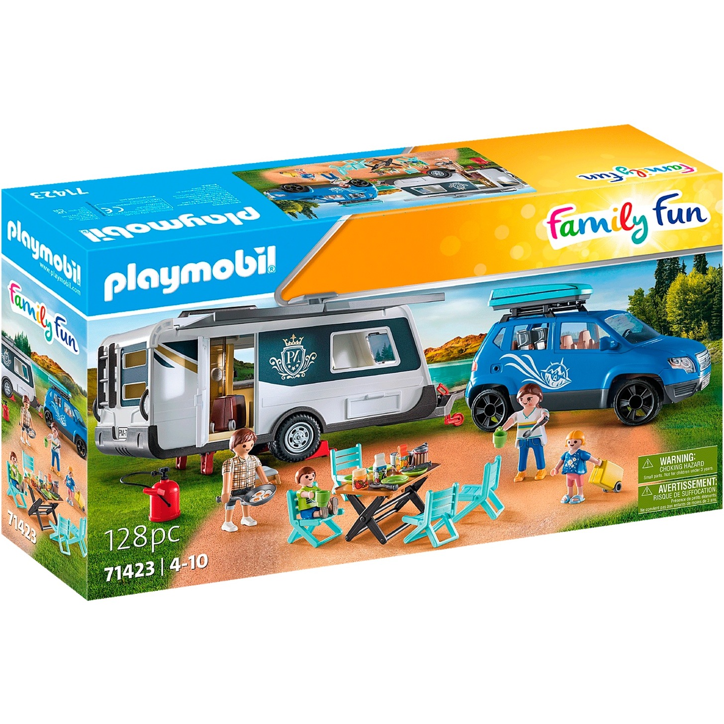 71423 Family Fun Wohnwagen mit Auto, Konstruktionsspielzeug von PLAYMOBIL