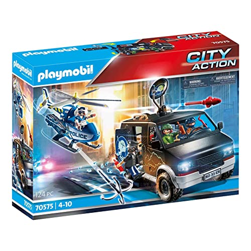 PLAYMOBIL City Action Polizei-Helikopter: Verfolgung des Fluchtfahrzeugs 70575, Mehrfarbig, One Size von PLAYMOBIL