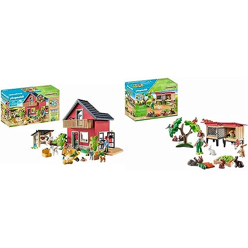 PLAYMOBIL Country 71248 Bauernhaus mit Wohn- und Schlafbereichen & Country 71252 Kaninchenstall, Tiere für den Bio-Bauernhof, Nachhaltiges Spielzeug für Kinder ab 4 Jahren PLAYMOBIL Country 71248 Bauernhaus mit Wohn- und Schlafbereichen & Country 71252 Kaninchenstall, Tiere für den Bio-Bauernhof, Nachhaltiges Spielzeug für Kinder ab 4 Jahren von PLAYMOBIL