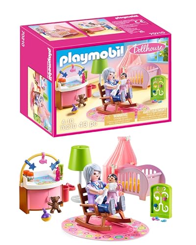 PLAYMOBIL Dollhouse 70210 Babyzimmer mit Babybett und Figuren, ab 4 Jahren von PLAYMOBIL