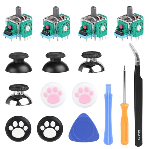 PLCatis 4 Stück Hall Effect Sticks kompatibel mit Play Station 5 PS5 Controller Ersatzteile, 3D Analog Dualsense Edge Stick Modul Joystick für PS5 mit Daumenkappe Thumbstick Reparatur Kit Ersatz PLCatis 4 Stück Hall Effect Sticks kompatibel mit Play Station 5 PS5 Controller Ersatzteile, 3D Analog Dualsense Edge Stick Modul Joystick für PS5 mit Daumenkappe Thumbstick Reparatur Kit Ersatz von PLCatis