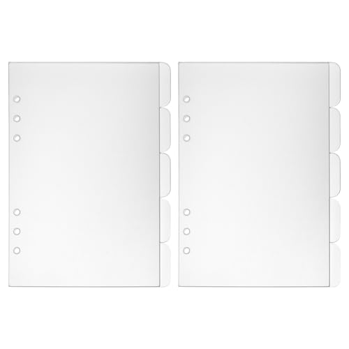 PLIGREAT 10 transparente Ordner-Trennblätter mit Reitern, A5, Acryl, Flyleaf Notizbuch-Trennblätter, 6 Löcher, Seitenbinder für Notizbücher, Büro, Zuhause, Schule von PLIGREAT