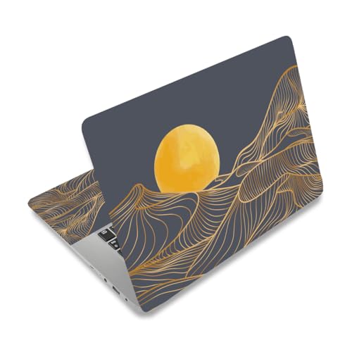 PLIGREAT Golden Sun Mountain Line Art Laptop Skin Sticker Aufkleber Universal Vinyl Wiederverwendbares Notebook Dekoratives DIY Aquarell Schutz Abdeckung Aufkleber für Laptop Netbook PC von PLIGREAT
