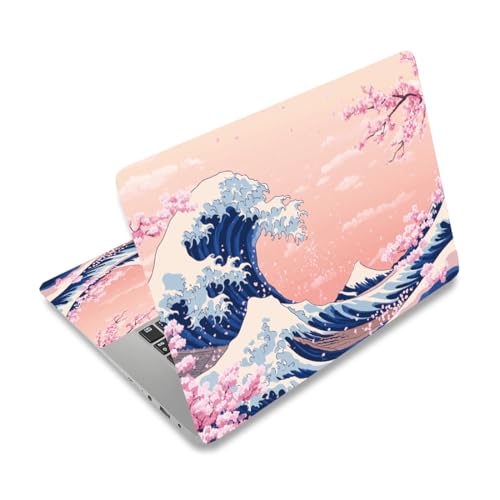 PLIGREAT Pink Sea Wave Laptop Haut Aufkleber Aufkleber Universal Vinyl Wiederverwendbares Notebook Cuttable Aufkleber Aquarell Kunst Schutzhülle für 12 "13" 13,3" 14" 15 Zoll Laptop Netbook von PLIGREAT