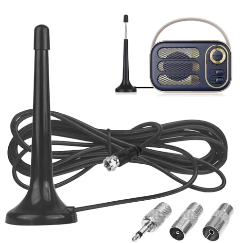 PLLYPE FM UKW Radio Antenne, DAB Radioantenne Digitale, Teleskopantenne mit Magnetfuß und 3m Verlängerungskabel, 75 Ohm inklusive 3 Adapter, Universale Zimmerantenne für Tuner Stereo AV HiFi Empfänger PLLYPE FM UKW Radio Antenne, DAB Radioantenne Digitale, Teleskopantenne mit Magnetfuß und 3m Verlängerungskabel, 75 Ohm inklusive 3 Adapter, Universale Zimmerantenne für Tuner Stereo AV HiFi Empfänger von PLLYPE