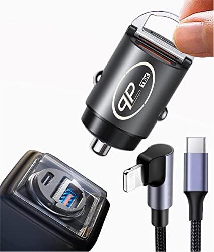 Plp tek Zigarettenanzünder ladegerät Auto USB C Adapter mit 1m Lightning Kabel, 30W Kfz Ladegerät Ladeadapter Auto ladekabel für iPhone 14 13 12 11 Pro Max/X/8/7/6 von PLP TEK