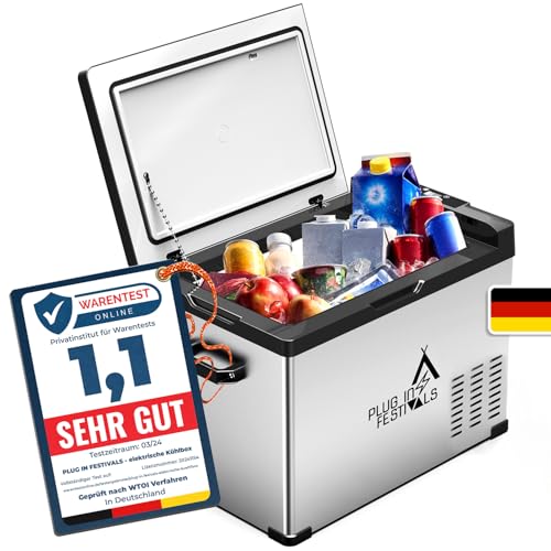 PLUG IN FESTIVALS - elektrische Kühlbox - Kompressor Gefrierbox bis -20 Grad - Kühlbox Auto - Camping Kühlschrank - Powerstation zum Kühlen - 12V 230V - 40 Liter PLUG IN FESTIVALS - elektrische Kühlbox - Kompressor Gefrierbox bis -20 Grad - Kühlbox Auto - Camping Kühlschrank - Powerstation zum Kühlen - 12V 230V - 40 Liter von PLUG IN FESTIVALS