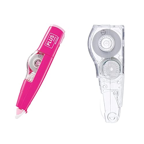 PLUS Japan, Korrekturroller MR nachfüllbar, pink, Stiftform, 6m x 4.2mm, Set mit Nachfüllbad von PLUS JAPAN