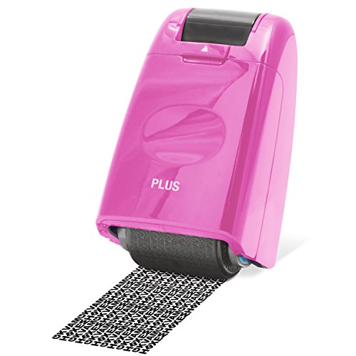 +44 Plus 44PLUS Japan, Datenschutz Rollstempel Camouflage in Pink, Textschwärzer, Identitätsschutz, 1er Pack (1 x 1 Rollstempel) von PLUS