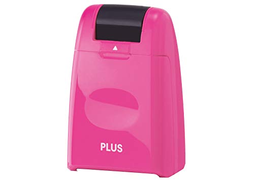 PLUS Japan, Datenschutz Rollstempel Camouflage in Pink, Textschwärzer, Identitätsschutz, 1er Pack (1 x 1 Rollstempel) von PLUS