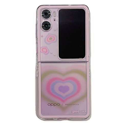 PLXBYC For Oppo Find N2 Flip Case,Cute Cartoon Beautiful Colorful love clouds Soft Silicone Smooth Shockproof phone case for Women Kids Girls (love heart) von PLXBYC