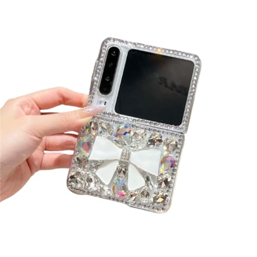 PLXBYC Glänzende Schutzhülle für Huawei Pura X, niedlich, modisch, funkelnde Schleife, Schmetterling, Diamantperlen, Pura X, faltbare Handyhülle für Damen, Mädchen, Damen (Schleife) von PLXBYC