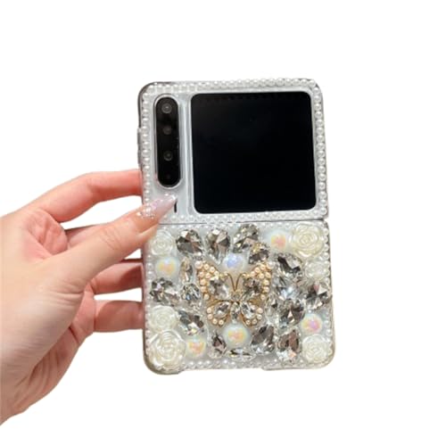 PLXBYC Glänzende Schutzhülle für Huawei Pura X, niedliche, modische glitzernde Schleife, Schmetterling, Diamant-Perlen-Design, Pura X, faltbare Handyhülle für Damen, Mädchen, Damen (Schmetterling) von PLXBYC