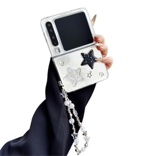 PLXBYC Glänzende Schutzhülle für Huawei Pura X mit Handgelenkkette, niedliches Cartoon-Design, glitzernde Muschel-Stern-Design, Pura X, faltbare Handyhülle für Damen, Mädchen, Jungen, Damen (Stern) PLXBYC Glänzende Schutzhülle für Huawei Pura X mit Handgelenkkette, niedliches Cartoon-Design, glitzernde Muschel-Stern-Design, Pura X, faltbare Handyhülle für Damen, Mädchen, Jungen, Damen (Stern) von PLXBYC