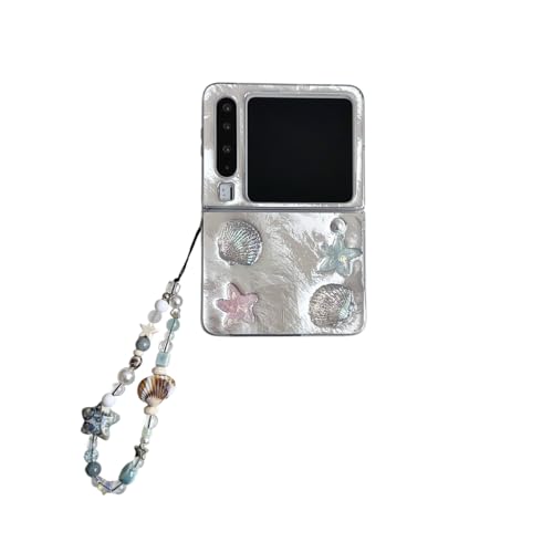 PLXBYC Glänzende Schutzhülle für Huawei Pura X mit Handgelenkkette, niedliches Cartoon-Design, glitzernde Muschel-Stern-Design, Pura X, faltbare Handyhülle für Damen, Mädchen, Jungen, Damen (Muschel) PLXBYC Glänzende Schutzhülle für Huawei Pura X mit Handgelenkkette, niedliches Cartoon-Design, glitzernde Muschel-Stern-Design, Pura X, faltbare Handyhülle für Damen, Mädchen, Jungen, Damen (Muschel) von PLXBYC