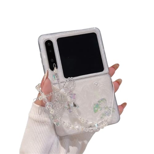 PLXBYC Glänzende Schutzhülle für Huawei Pura X mit Handgelenkkette, niedliches lustiges Liebesherz-Design, Pura X, faltbar, stoßfeste Handy-Schutzhülle für Damen, Mädchen, Damen (D) von PLXBYC