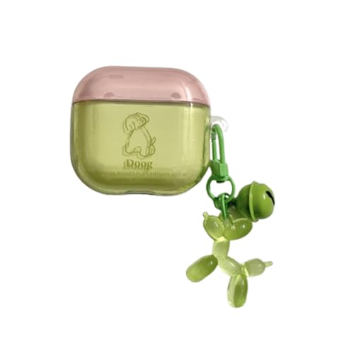 PLXBYC Ohrstöpsel-Abdeckung für AirPods 4. Generation für Mädchen und Jungen, niedliches Cartoon-Hunde-Welpen-Muster, mit Schlüsselanhänger für AirPods 4, Kopfhörer-Schutzhülle (Hund) von PLXBYC