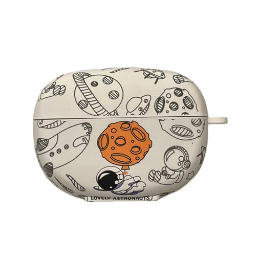 PLXBYC Schutzhülle für Bose Ultra Open Earbuds (Version 2024), niedliches Cartoon-Astronauten-Design, Kopfhörerabdeckung für Bose, kabellose Ohrhörer mit Haken, Weiß von PLXBYC