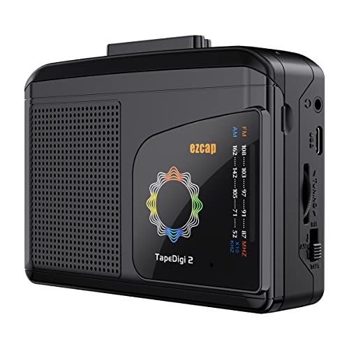PMSUN Kassettenspieler, tragbarer Kassettenspieler nimmt MP3-Audio-Musik über USB auf - kompatibel mit Laptops und PCs - wandelt Walkman-Kassetten in iPod-Format um (schwarz) ezcap246 von PMSUN