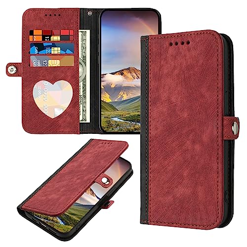 PNATEE Handyhülle für Galaxy X Cover 4 / Galaxy X Cover 4S, Premium PU Lederhülle Klappbar Flip Hülle Tasche Magnet Kartenfach Standfunktion Schutzhülle für Samsung X Cover 4 / X Cover 4S, Rot von PNATEE