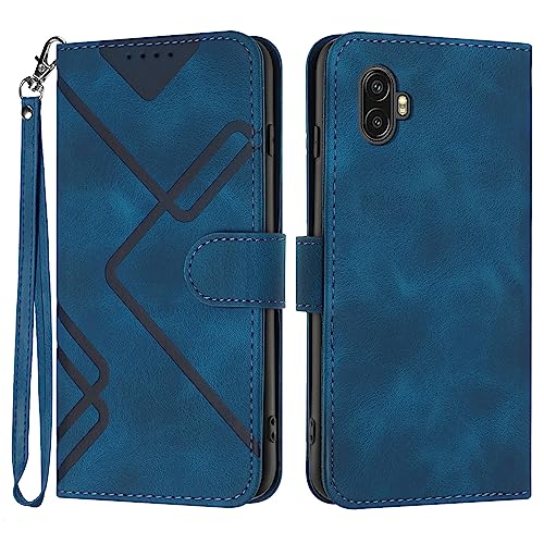 PNATEE Handyhülle für Galaxy X Cover PRO 2 / Galaxy X Cover 6 PRO, SchutzHandyhülle Kartenfach Geld Slot Ständer Magnetisch Lederhülle für Samsung X Cover PRO 2 / Samsung X Cover 6 PRO, Dunkel Blau von PNATEE