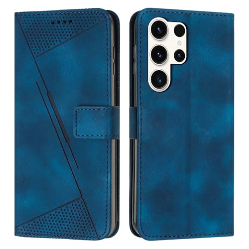 PNATEE Handyhülle für Samsung Galaxy S24 Ultra Hülle, PU Leder Hülle Klappbar Brieftasche Magnetverschluss Kartenfach Standfunktion Schutzhülle für Galaxy S24 Ultra, Blau von PNATEE
