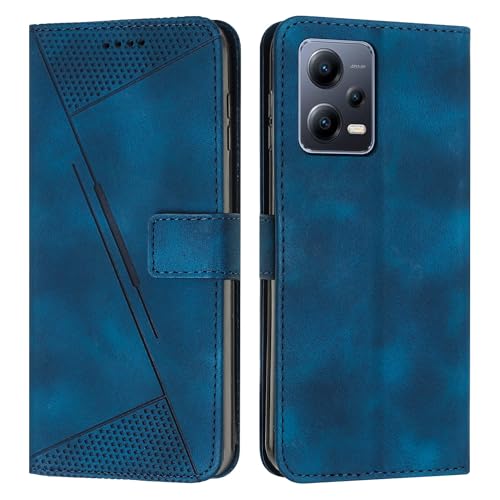 PNATEE Hülle für Xiaomi Redmi Note 12 Pro 5G Hülle, PU Leder Hülle Klappbar Brieftasche Magnetverschluss Kartenfach Standfunktion Schutzhülle für Redmi Note 12 Pro 5G, Blau von PNATEE