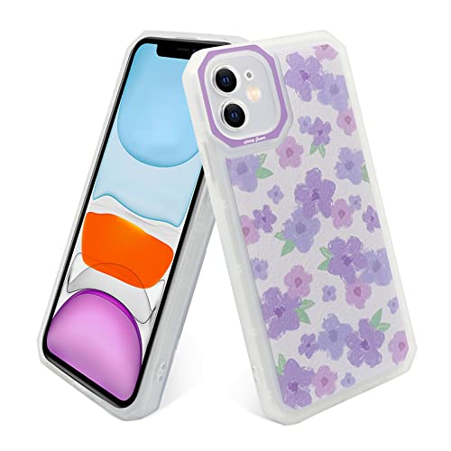 PNATEE Hülle für iPhone 11 (6.1 inch), Lila Blumen Transparent Matte TPU Back 3D Floral und Mädchen Frau Weich Silikon Bumper Schutzhülle für iPhone 11, Lila von PNATEE