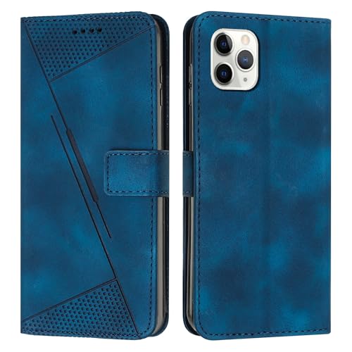 PNATEE Hülle für iPhone 11 Pro Hülle, PU Leder Hülle Klappbar Brieftasche Magnetverschluss Kartenfach Standfunktion Schutzhülle für iPhone 11 Pro, Blau von PNATEE