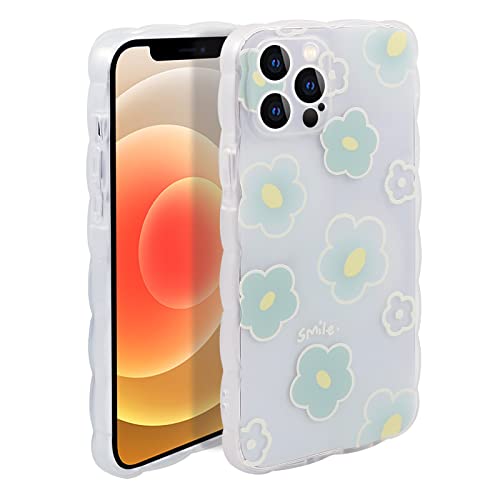 PNATEE Hülle für iPhone 12 Pro (6.1 inch), TPU Soft Silikon Stoßfest Transparent Schutzhülle Durchsichtige Handyhülle für iPhone 12 Pro, Grün Blume von PNATEE